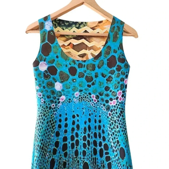 Animapop European Women's Printed Reversible Casual Sleeveless Mini Dress Small. - Picture 12 of 16